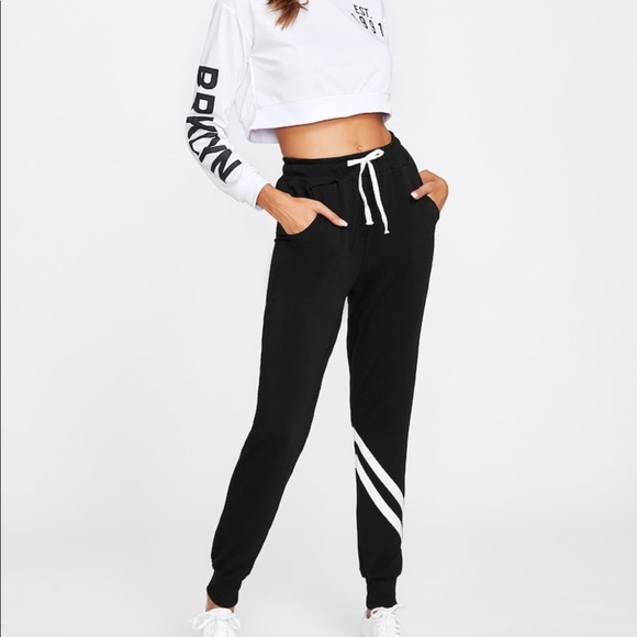 Pants - Black Jogger Sweatpants with Pockets
